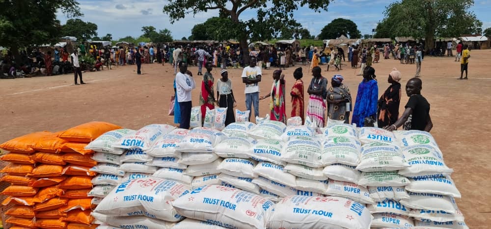 Humanitarian relief supplies prepared for communities in South Sudan